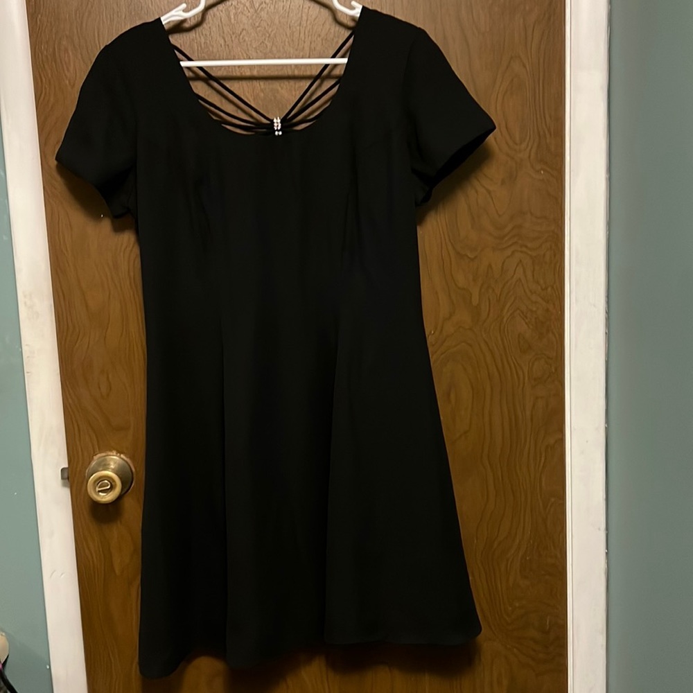 Rhapsody black short sleeved lined dress size 12
